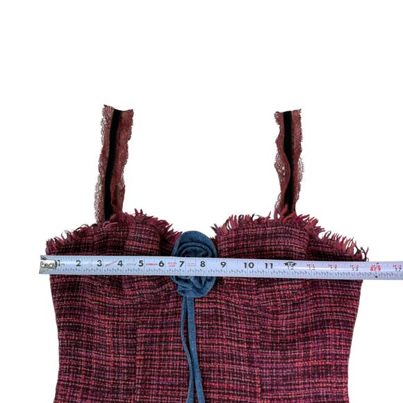 D&G Dolce & Gabbana Bustier Corset Top Wool Pink Multi-Color Tweed Flower Sz S - Picture 14 of 16